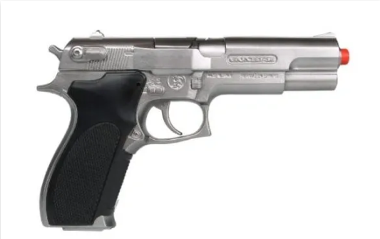 Case of 6 Gonher S&W Style Police 8 Shot Diecast Cap Gun - Silver 45/0